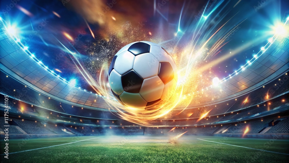 Fototapeta premium Soccer Energy: Dynamic Stadium Action, Passionate Game