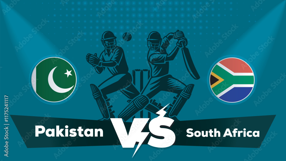 Fototapeta premium Pakistan VS South Africa , South Africa Vs Pakistan Cricket match concept with creative illustration.eps