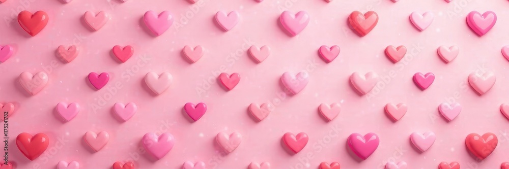 Fototapeta premium Pastel pink heart repeat pattern Valentine's Day background , card, hand-drawn