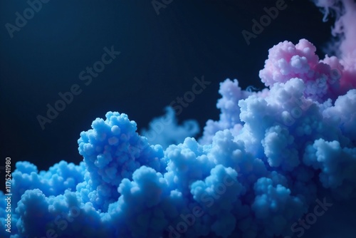 A swirling cloud of blue smoke fills the frame against a black background, Surreal Landscape, Swirling Cloud