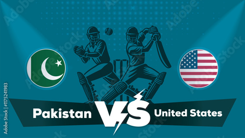 Pakistan VS United States,United States vs Pakistan Cricket match concept with creative illustration.eps