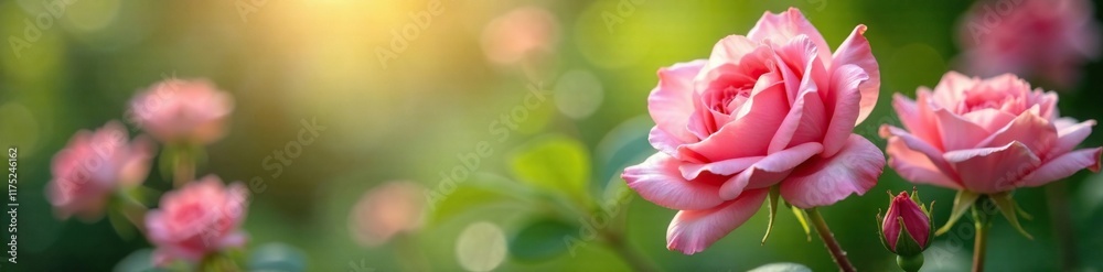 Delicate petals of rose-colored flowers sway gently in the breeze, soft colors, greenery, flowers Delicate petals of rose-colored flowers sway gently in the breeze, soft colors, greenery, flowers