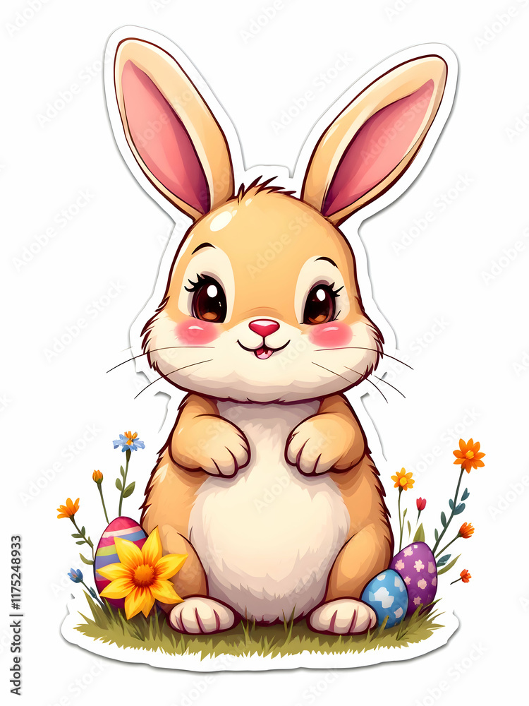 Obraz premium Easter bunny with eggs sticker