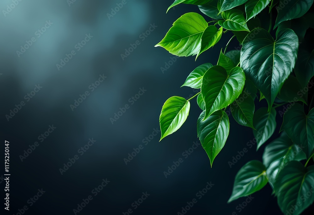 Obraz premium Lush Green Foliage Against a Dark Background in Elegant Composition