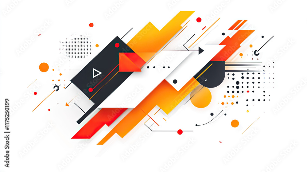 Obraz premium Abstract Geometric Composition with Bold Colors and Dynamic Shapes