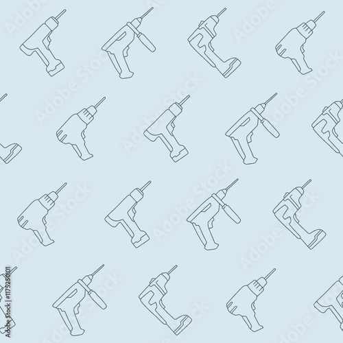 Outline Collection of Drill Vector Seamless Pattern illustration Design