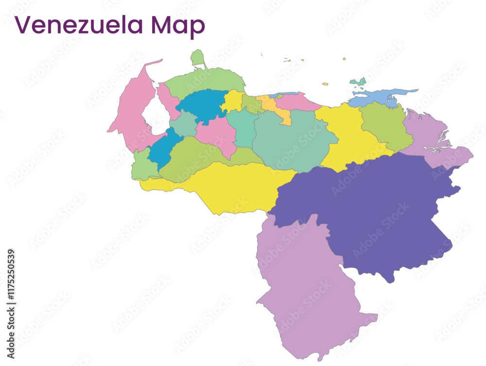 Obraz premium High detailed map of Venezuela. Outline map of Venezuela. South America