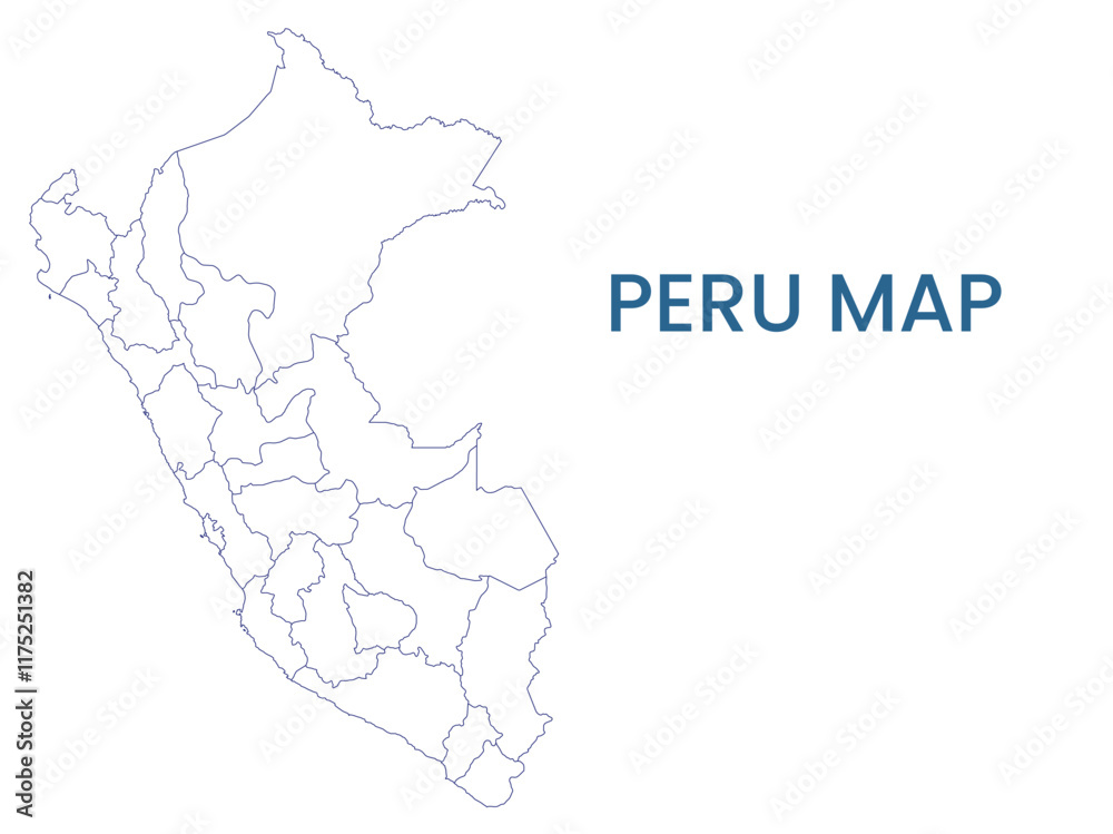 Fototapeta premium High detailed map of Peru. Outline map of Peru. South America