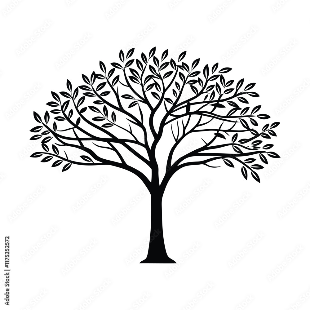 Simple black and white illustration of tree Simple black and white illustration of tree