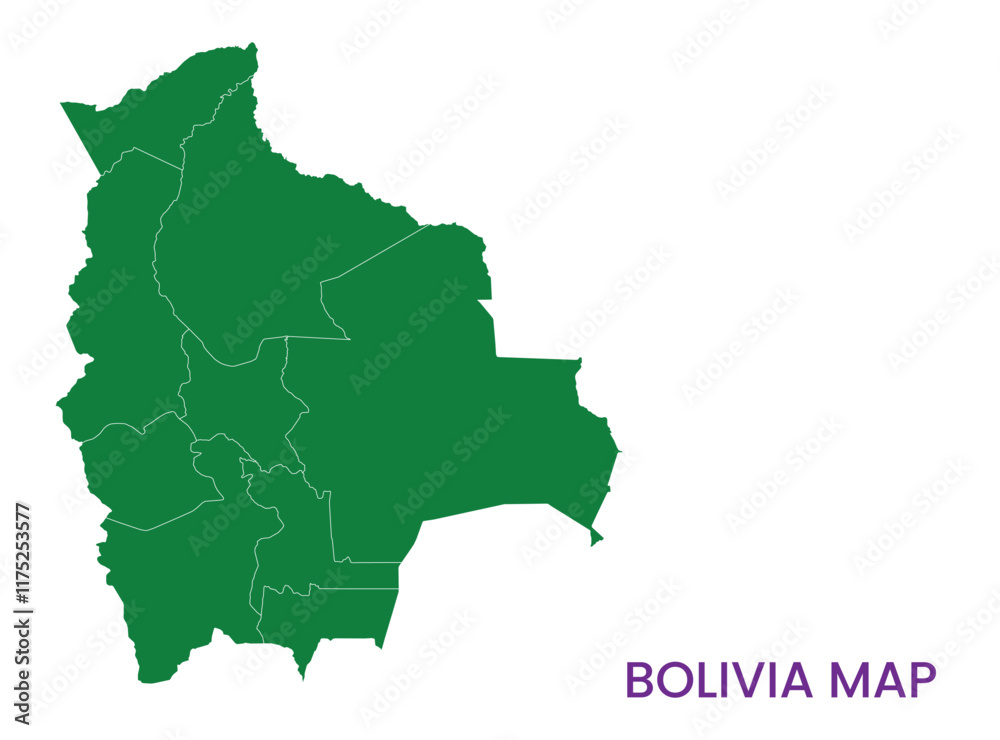 High detailed map of Bolivia. Outline map of Bolivia. South America High detailed map of Bolivia. Outline map of Bolivia. South America