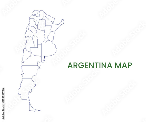 High detailed map of Argentina. Outline map of Argentina. South America