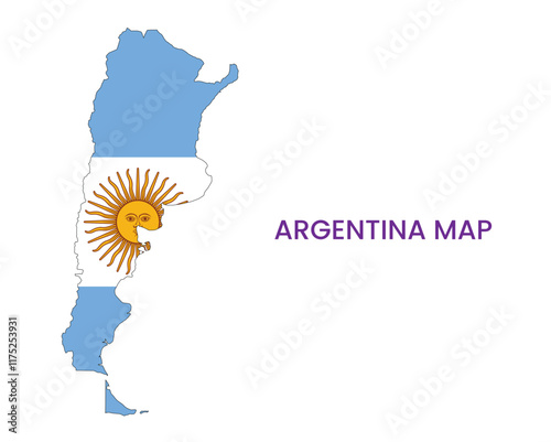 High detailed map of Argentina. Outline map of Argentina. South America