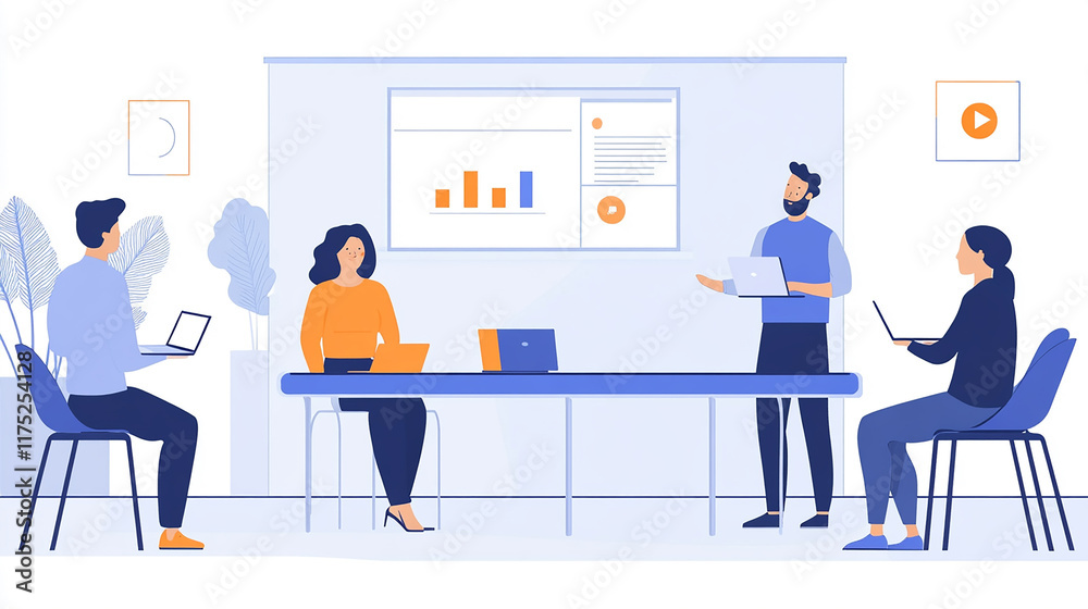 Young entrepreneurs are presenting new ideas in a modern conference room. Young entrepreneurs are presenting new ideas in a modern conference room.