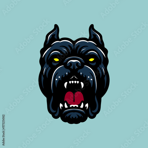 fierce cane corso dog head  illustration vector 