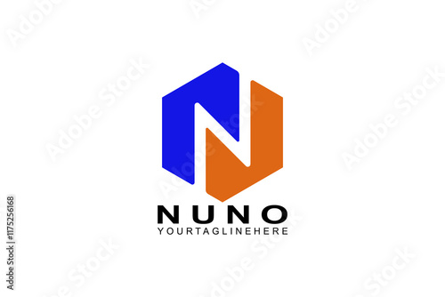 This is a logo for the letter N and a hexagon, suitable for use as logos for retail companies, supermarkets, department stores, grocers, workshops, electronic equipment
