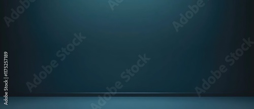 Dark teal studio background with subtle lighting and floor.