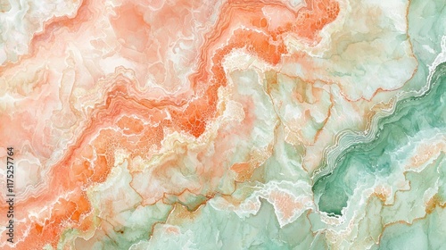 Wallpaper Mural Abstract Onyx Marble Texture: Peach and Green Swirls Torontodigital.ca