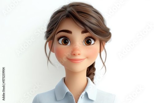 adorable 3d cartoon female teacher character with a bright smile ready to inspire students set against a clean white background embodying warmth and friendliness in education