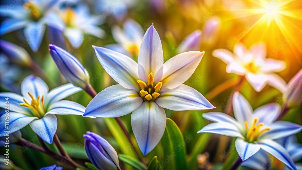 Fototapeta premium Spring Starflower Macro Photography: Delicate Ipheion Uniflorum Blossom Close-Up