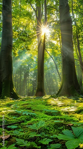 森林晨曦阳光树木自然风光树林背景 photo