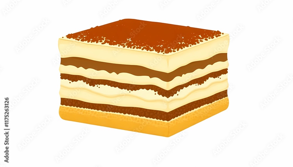 Fototapeta premium Tiramisu Cake on White or Transparent