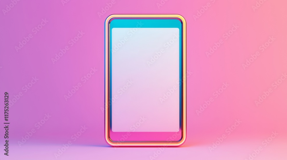 Blank smartphone screen with colorful frame on a gradient background. , symbolizing Mockup and Prototype for Advertising. Blank smartphone screen with colorful frame on a gradient background. , symbolizing Mockup and Prototype for Advertising.