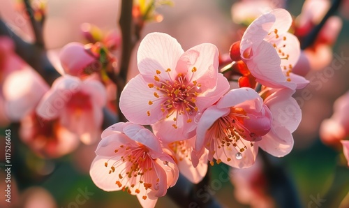 春日桃花盛开浪漫花朵清新花海背景 photo