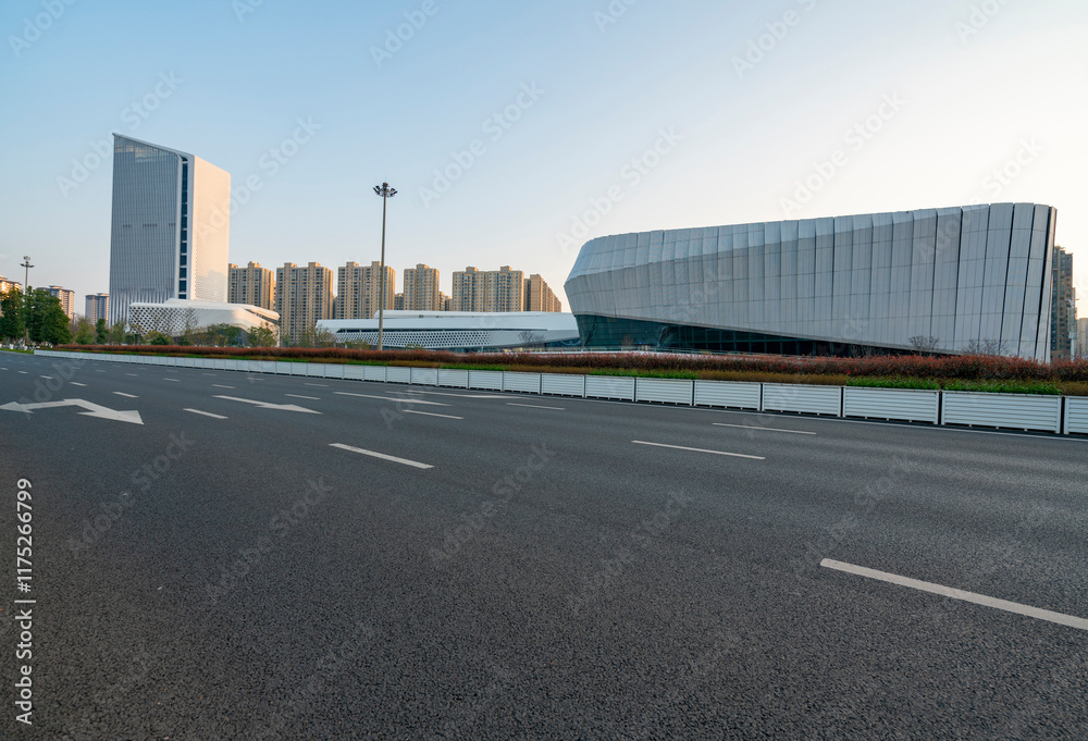 Fototapeta premium Modern architecture within highways and sports parks, Chengdu, China