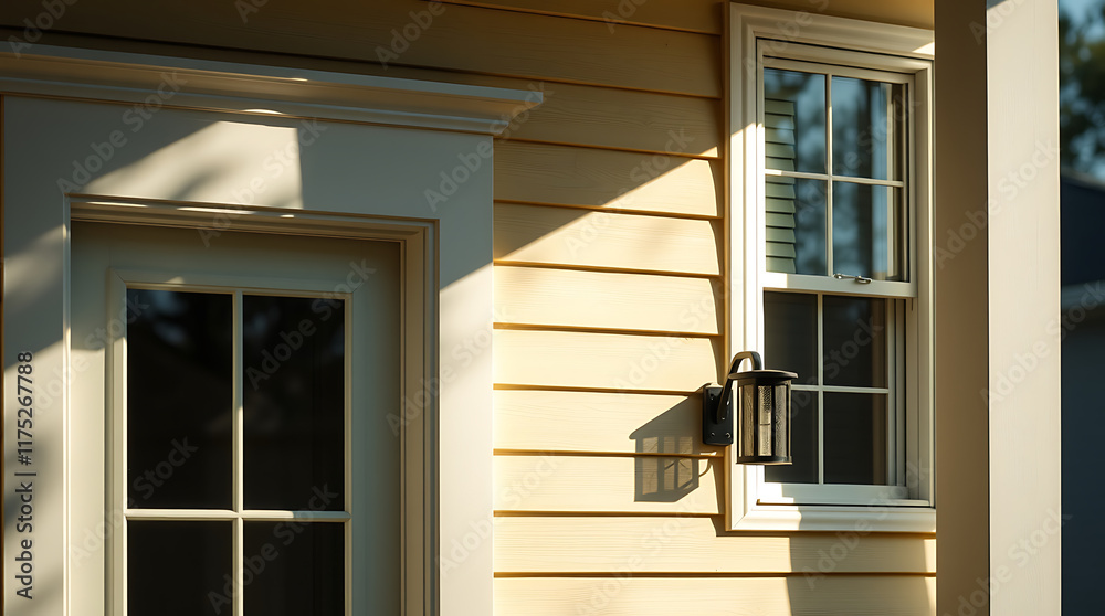 Fototapeta premium Exterior of House with Door and Window