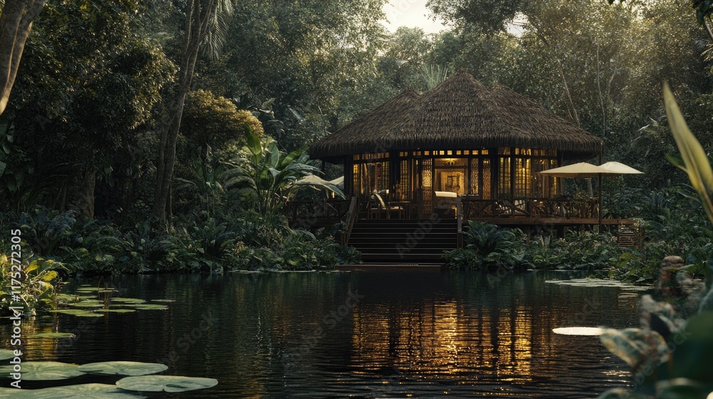 Tropical Thatched Hut Lakeside Jungle Retreat Tropical Thatched Hut Lakeside Jungle Retreat