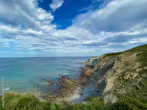 Stunning sea view from a cliff in Northern Spain.