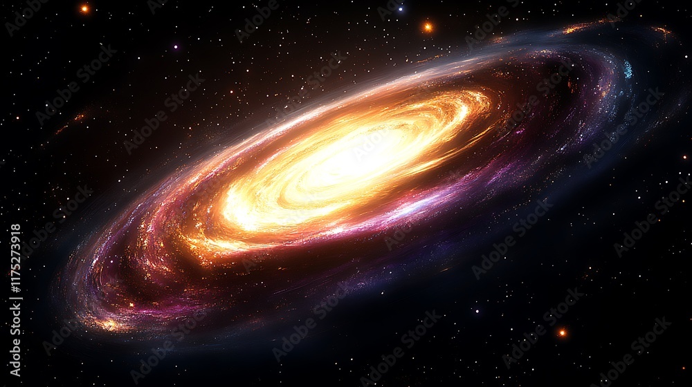 Spiral Galaxy Rotating in Space, Stars Background. Spiral Galaxy Rotating in Space, Stars Background.