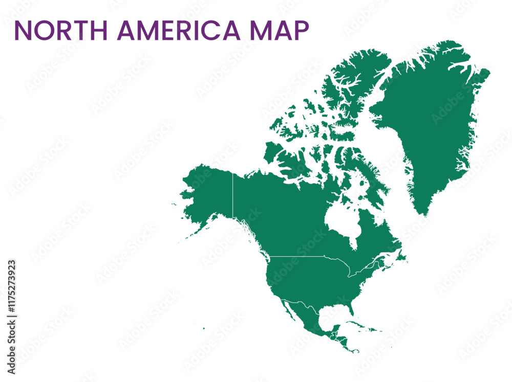High detailed map of North America Continent. Outline map of North America Continent. North America High detailed map of North America Continent. Outline map of North America Continent. North America