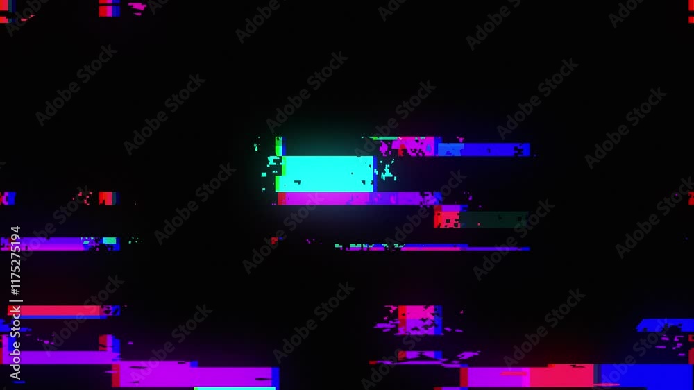 Digital glitch overlay video background with abstract futuristic shape and geometric design