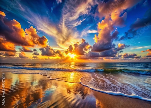 Stunning HDRI Sunset Beach Landscape Photography