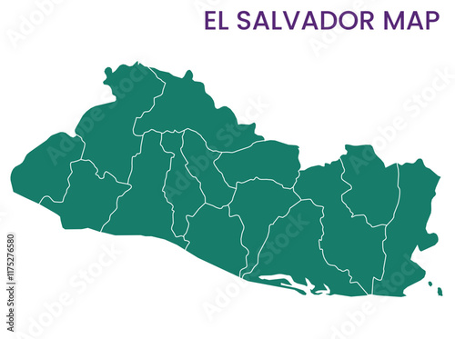 High detailed map of El Salvador. Outline map of El Salvador. North America