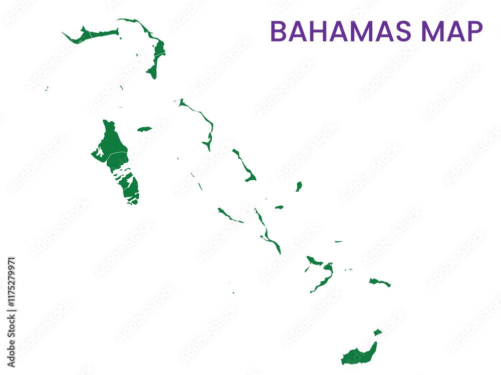 Fototapeta premium High detailed map of Bahamas. Outline map of Bahamas. North America