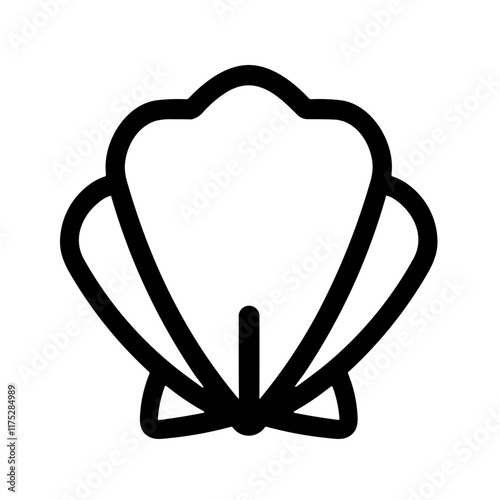 Simple Black Scallop Shell Icon Vector Graphic