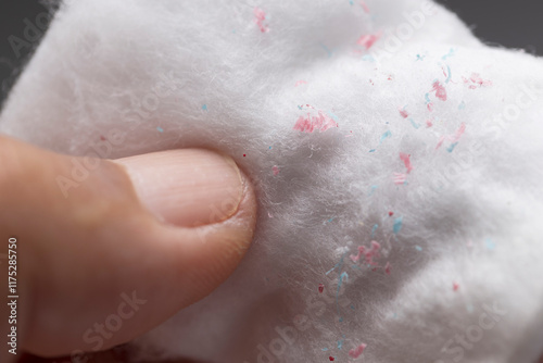 Close-up of micro plastic on cotton pad