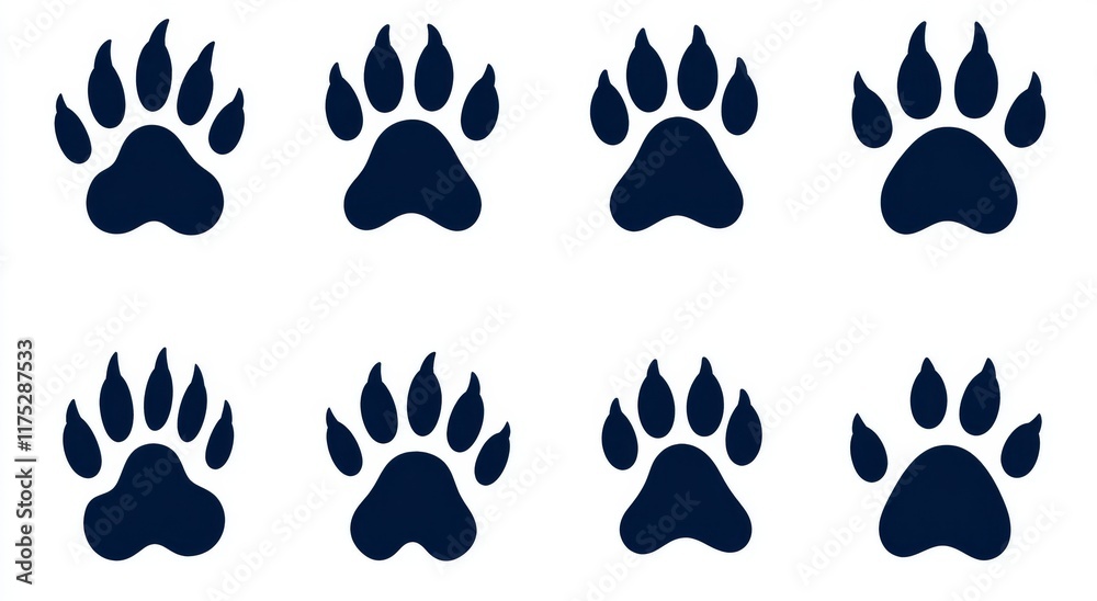 Fototapeta premium Scratches resembling cat and tiger claws. Icon set with isolated images on a white background