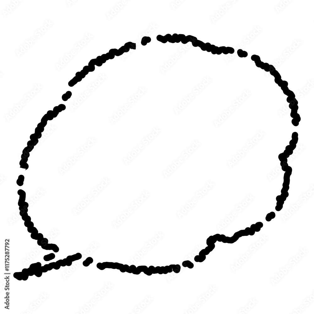 白黒のラフな吹き出しの素材