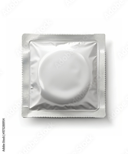 Blank Condom isolated, Packaging with a condom for your design and logo. Template of blank condom packaging for condom