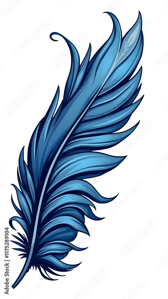 Obraz premium Anime Feather Sticker: Graceful Curves on White Background