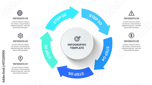 Creative concept for infographic with 5 steps, options, parts or processes. Business data visualization.