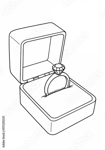 engagement ring in a box sketch 