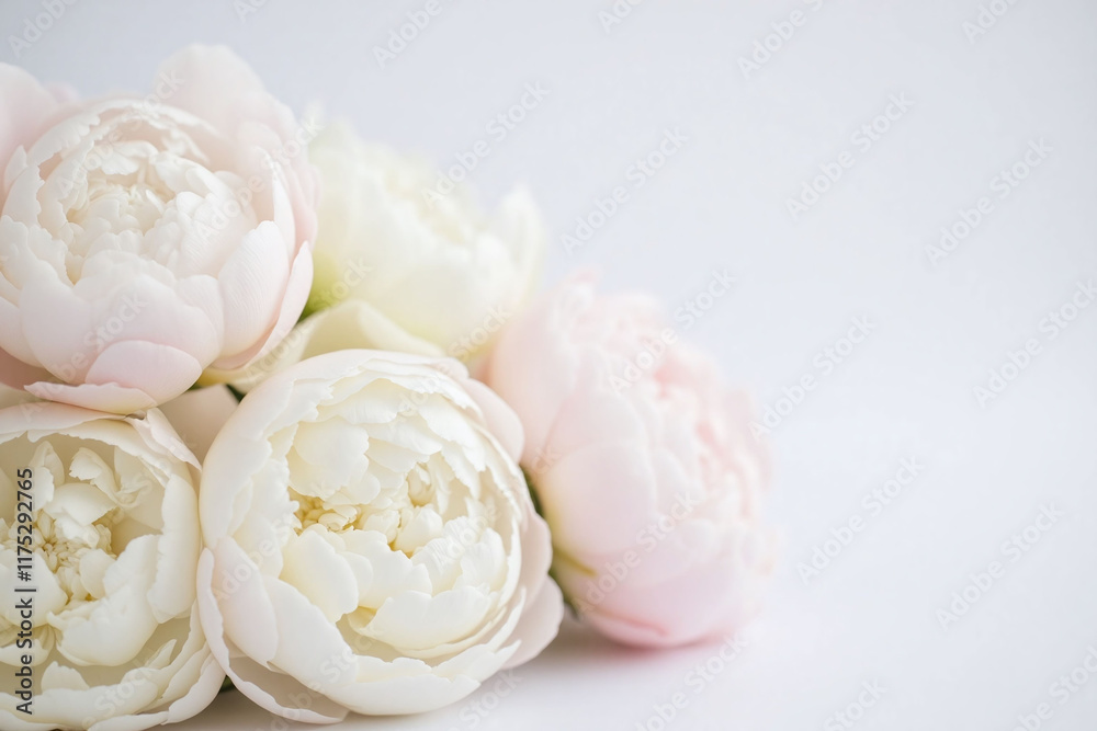 bouquet of peonies delicate petals soft focus white pink palette bouquet of peonies delicate petals soft focus white pink palette