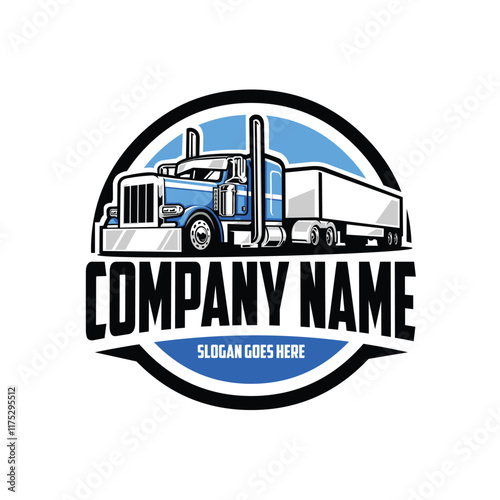 Semi Truck Company Logo Vector. Freight 18 wheeler big rig ready made logo, Best for trucking and freight related industry