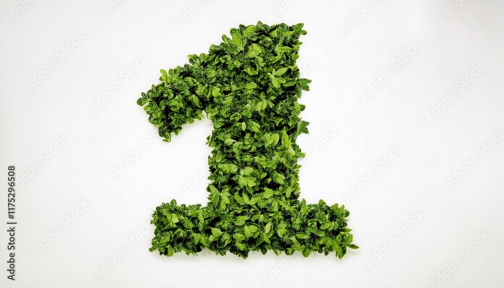 One 1 Made of Lush Green Leaves and Moss: Eco-Friendly Numeral Design for Sustainability, Nature-Themed Projects, and Environmental Art One 1 Made of Lush Green Leaves and Moss: Eco-Friendly Numeral Design for Sustainability, Nature-Themed Projects, and Environmental Art