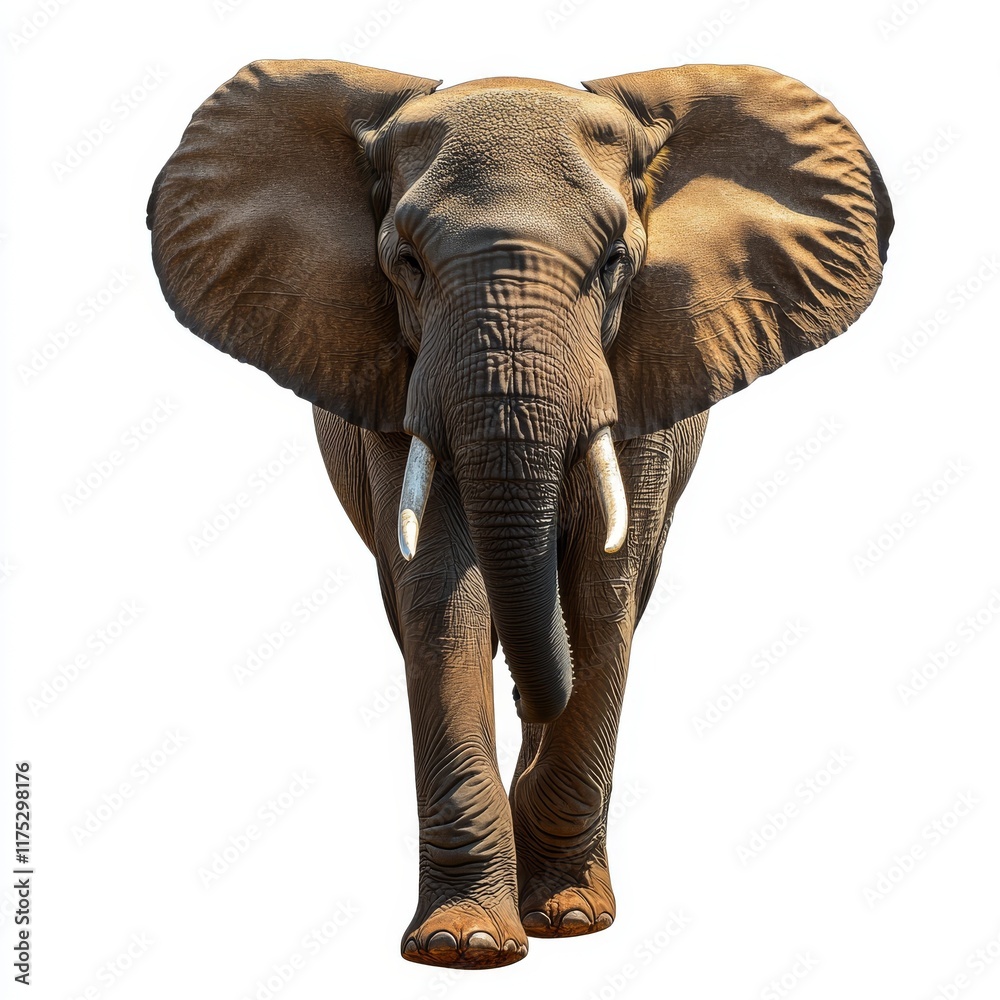 Fototapeta premium an isolated png of an angry elephant running towards the camera with a transparent background, generated by AI