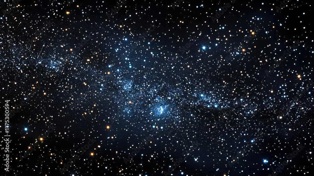 Fototapeta premium Sparkling Stars in a Dark Night Sky with Black Background